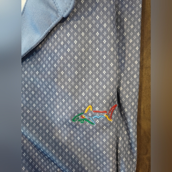 🤍Greg Norman Blue Polo Patterned Dot Golf Polo Shirt Size XL - Picture 5 of 5